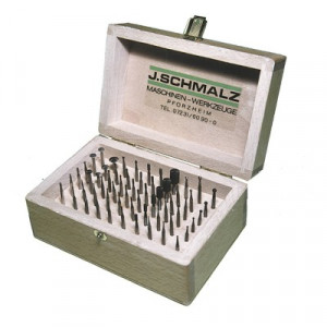 Bur Set in a wooden box, contents 60 burs